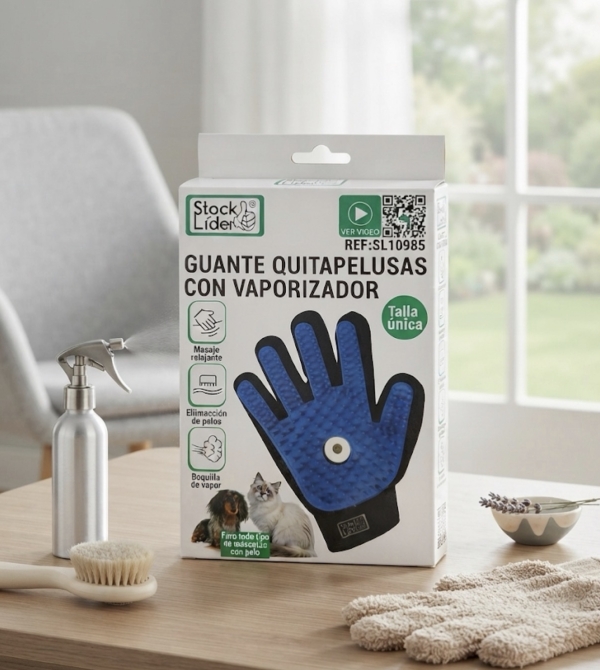 GUANTE QUITAPELUSAS CON VAPORIZADOR PARA MASCOTAS